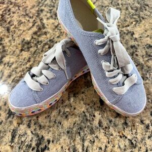 Stylish Keds Sneakers in light blue with Colorful Sole